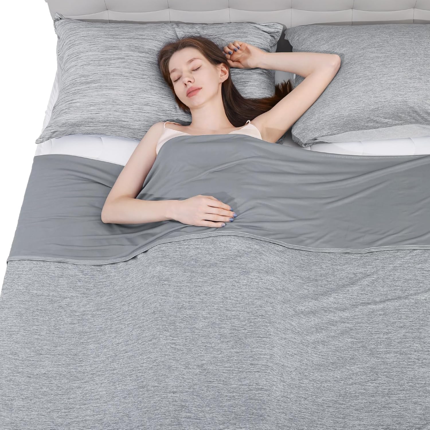 Elegear Cooling Blanket for Summer, Q-Max 0.5 Japanese Arc-Chill 3.0 Cool Fiber Throw for Hot Sleepers, Night Sweats, Adult Kids Sofa Car Travel, Lightweight, Single Bed, 130x170cm, Gray Main image