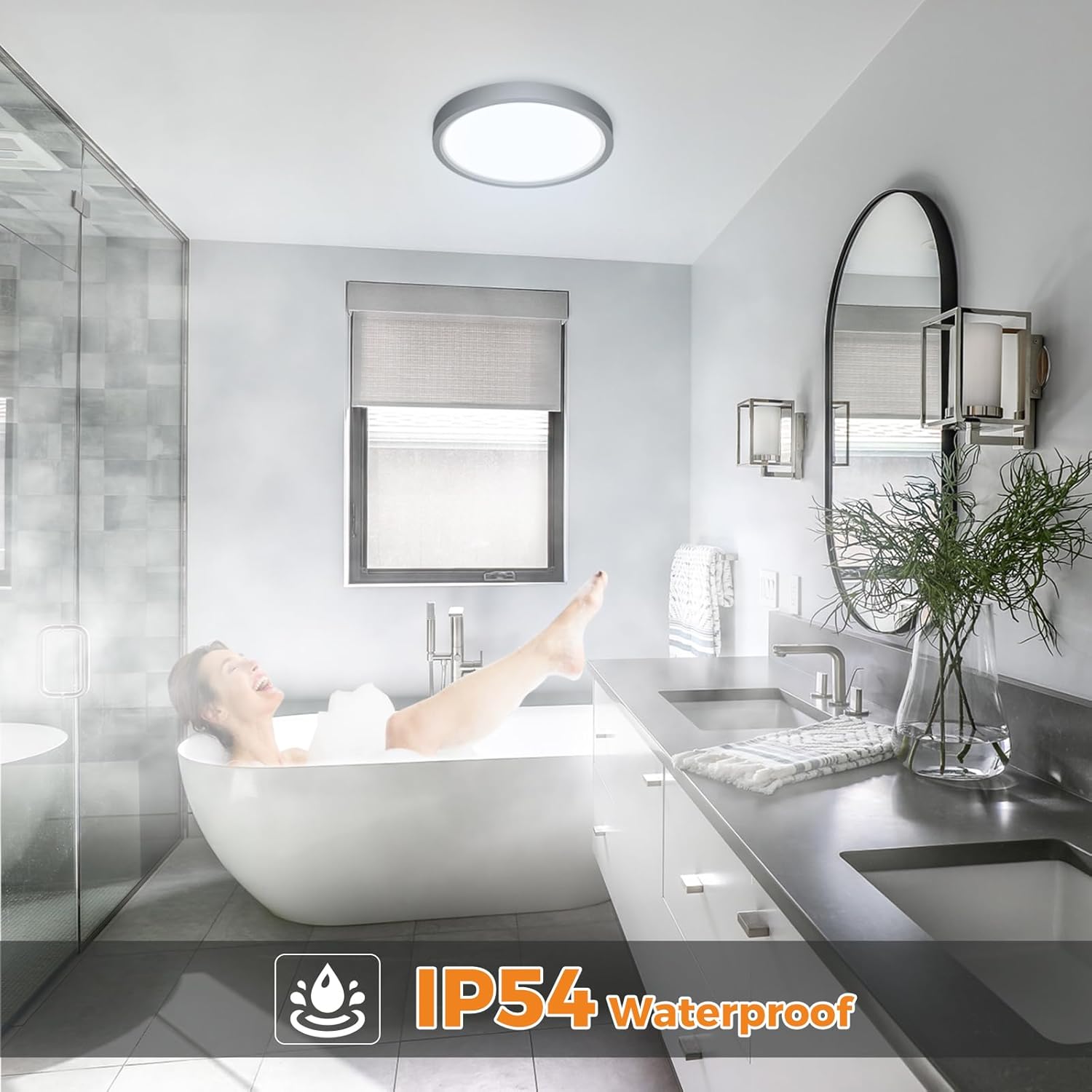 Bathroom Light, 3000K/4000K/6500K 3 Color Temperature, Waterproof IP54, Small, Round, Modern, Flush Ceiling Light for Bathroom, Kitchen, Bedroom, Hallway and More