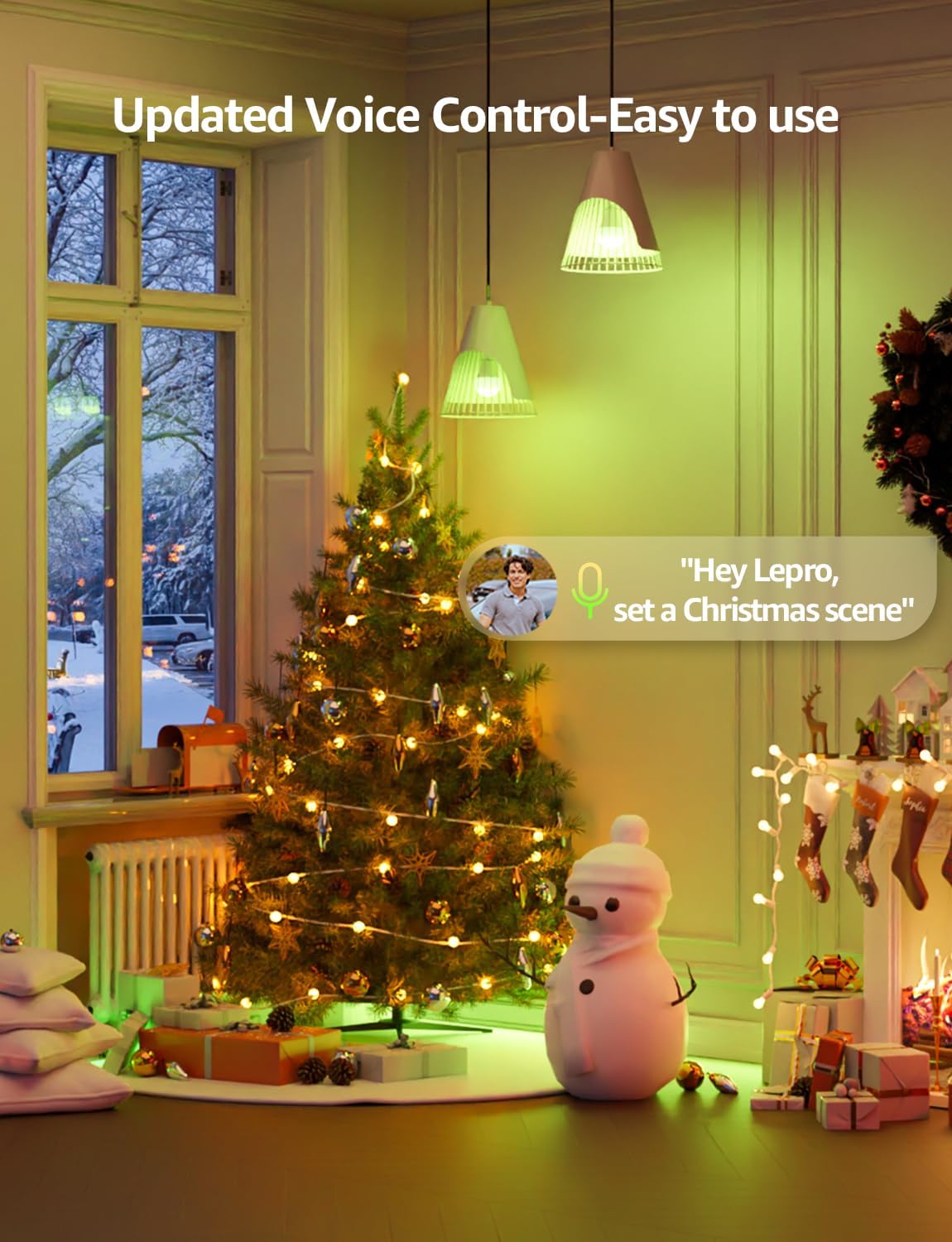 AI Smart Bulb E27, Music Sync WiFi Bulb, Voice Control Smart Screw Bulb, Colour Changing Light Bulbs, RGBCCT, Work with Alexa & Google Assistant, Personalized AI Lighting Designer