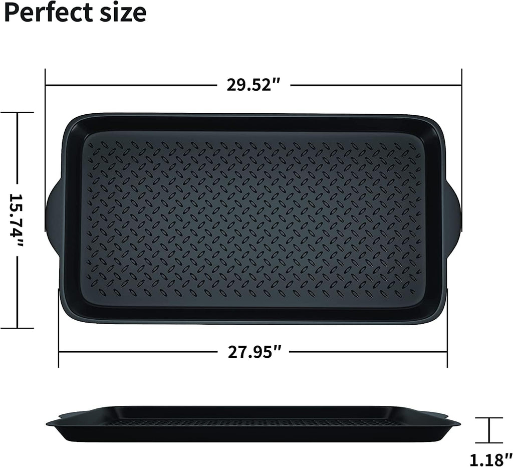 Boot Tray Shoe Organiser Soft Rubber Non Slip Washable Multipurpose Plant Rack Mat Plain Black Drip Container Floor Carpet Protection for Home Garden Indoor Outdoor Shed Garage - 71 x 39cm