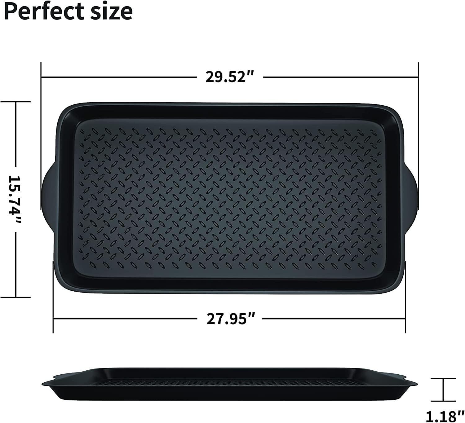 Boot Tray Shoe Organiser Soft Rubber Non Slip Washable Multipurpose Plant Rack Mat Plain Black Drip Container Floor Carpet Protection for Home Garden Indoor Outdoor Shed Garage - 71 x 39cm