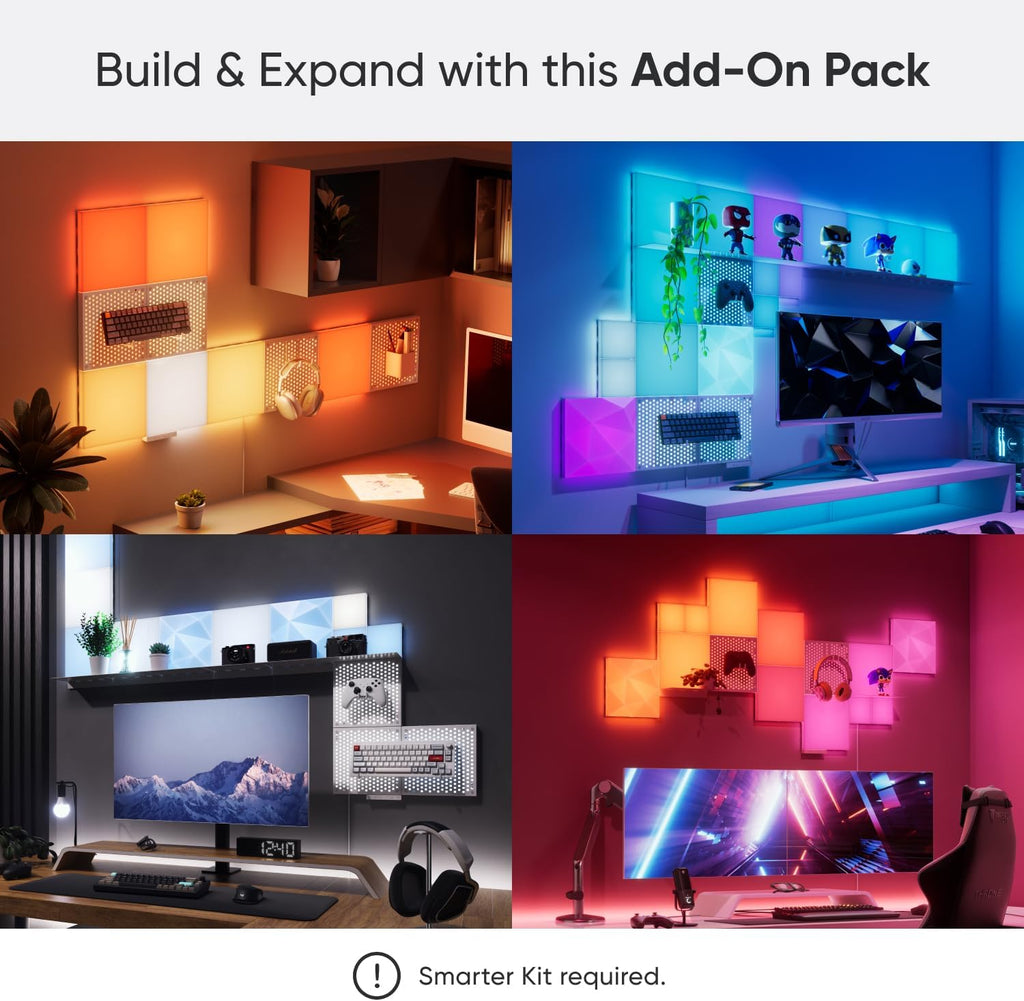 Blocks Expansion Kit | 2 Textured Squares, 3D Multi-Faceted RGBW Color-Changing Light Panel, Adjustable Colour Temperature 1200K-6500K, Soft Lighting (23.1 x 23.1 cm Each)