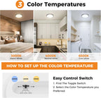 Bathroom Light, 3000K/4000K/6500K 3 Color Temperature, Waterproof IP54, Small, Round, Modern, Flush Ceiling Light for Bathroom, Kitchen, Bedroom, Hallway and More