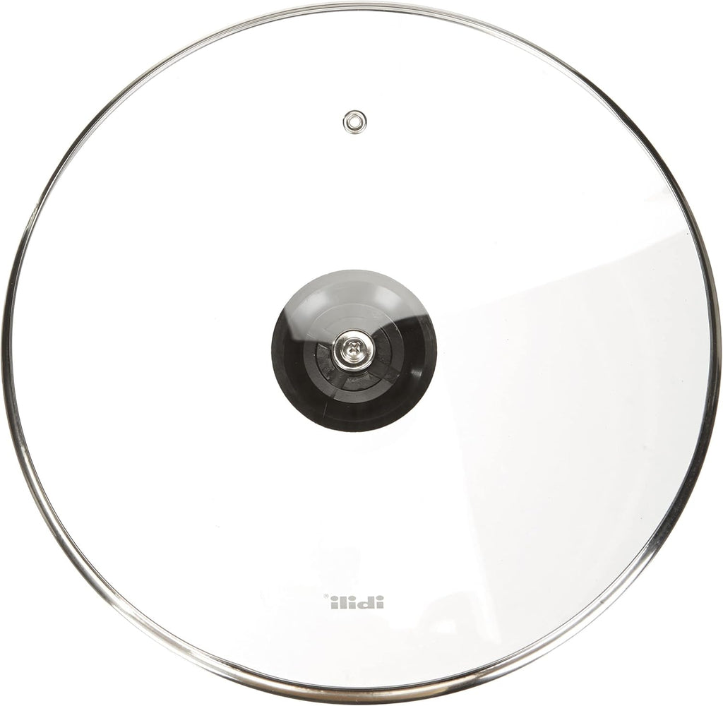 Ibili 970726 Stainless Steel Vented Silver & Black Glass Saucepan Cover Lid 26cm
