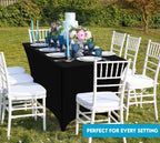 Spandex Tablecloth 2 Pack [5FT, Black] Tight, Fitted, Washable and Wrinkle Resistant Stretch Rectangular Patio Table Cover Event, Wedding, Banquet & Parties [60Lx30Wx30H Inch] (UK0737)