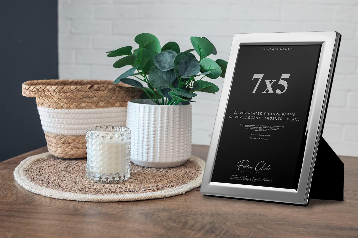 Silver Plated Photo Frame Picture Frame Plain Satin Finish and Tarnish Protected for Wedding Picture or Family Photos (7x5)