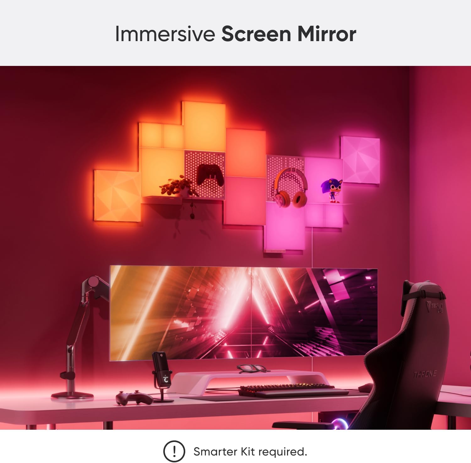 Blocks Expansion Kit | 2 Textured Squares, 3D Multi-Faceted RGBW Color-Changing Light Panel, Adjustable Colour Temperature 1200K-6500K, Soft Lighting (23.1 x 23.1 cm Each)