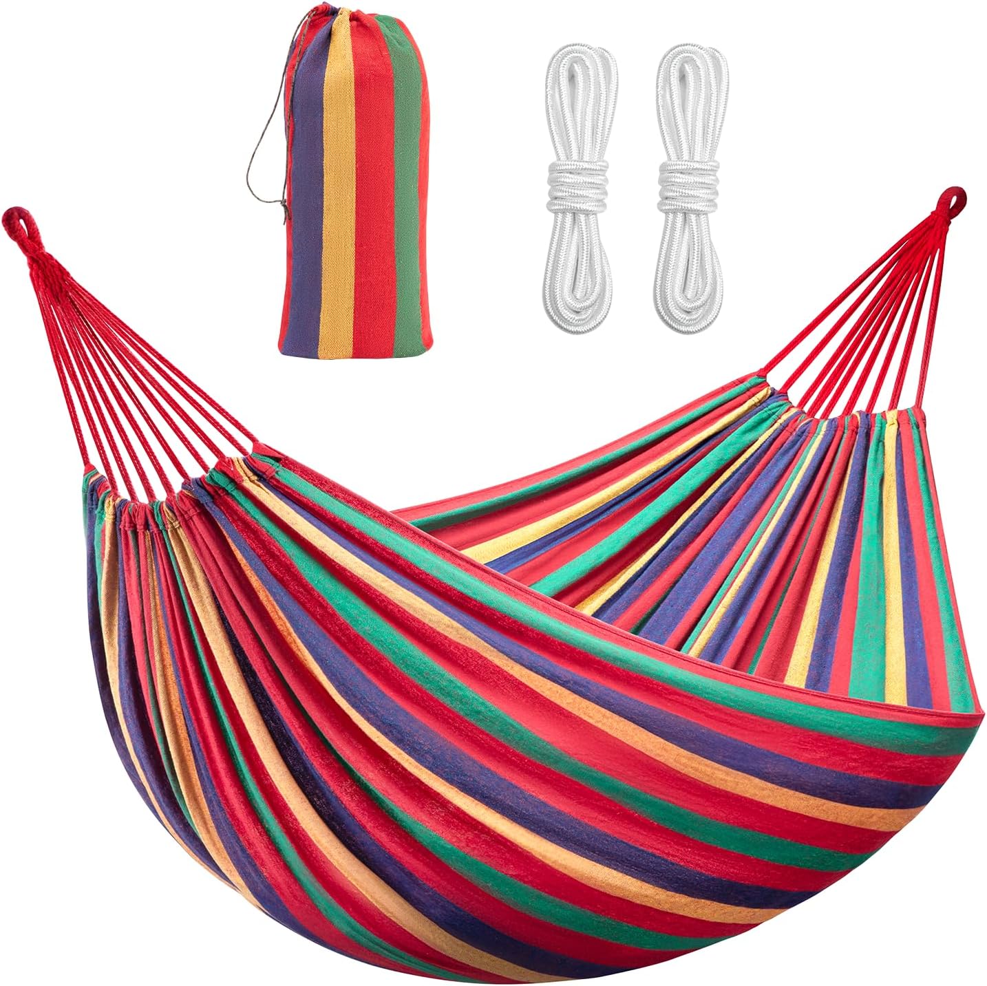 Hammock Garden Camping Swing Portable 2 Person Outdoor 190 x 150 cm Beach Travel sleeping Canvas 150kg Load Capacity (Red) Main image