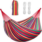 Hammock Garden Camping Swing Portable 2 Person Outdoor 190 x 150 cm Beach Travel sleeping Canvas 150kg Load Capacity (Red)