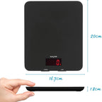 1150 BKDR Digital Kitchen Scales, Stylish Glass Design, Cooking Scale for Home/Kitchen, Measures Liquids & Fluids, Metric/Imperial, Add & Weigh Function, Red Easy Read Display, Black