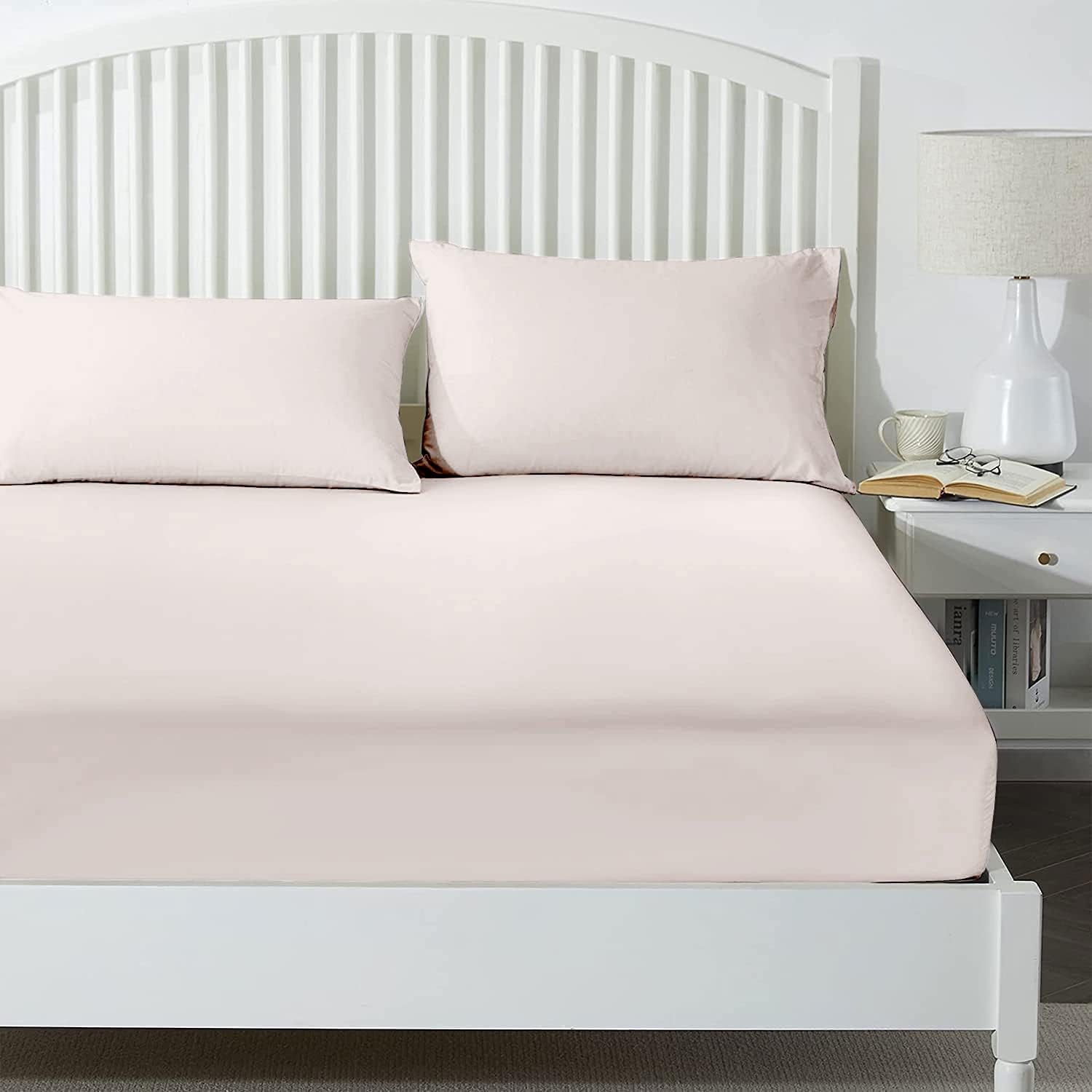 25 Cm Fitted Bed Sheets - Super Soft Deep Fitted Sheet Brushed Microfibre Anti Wrinkle Bedsheet Breathable & Fade Resistant (Cream, Super King)