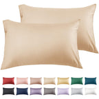 Khaki Cotton Pillow Cases 2 Pack, 600 Thread Count Soft Pillowcases Breathable,Satin Weave Long Staple Cotton Pillow Case Hotel Quality Hypoallergenic with Envelope Closure,50 X 75 CM