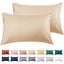 Khaki Cotton Pillow Cases 2 Pack, 600 Thread Count Soft Pillowcases Breathable,Satin Weave Long Staple Cotton Pillow Case Hotel Quality Hypoallergenic with Envelope Closure,50 X 75 CM