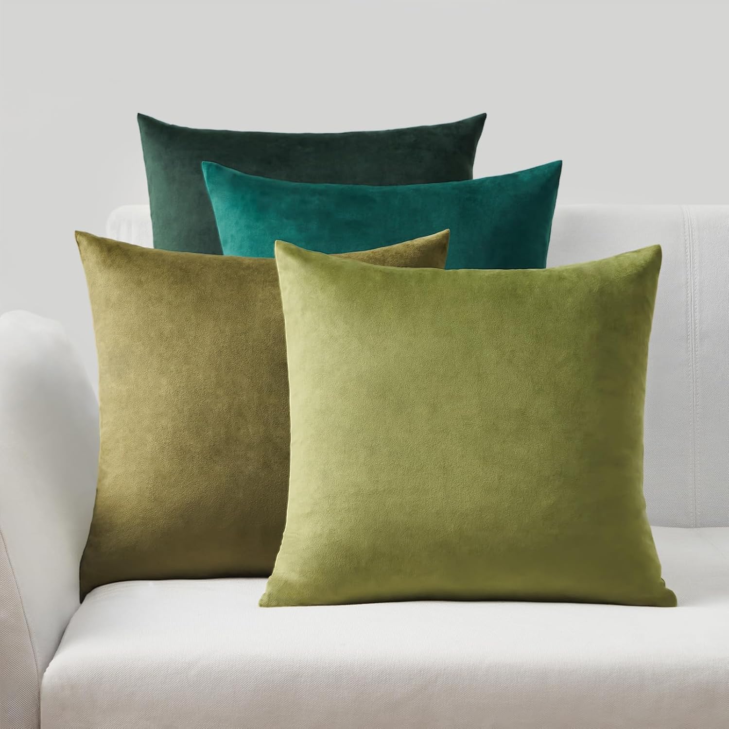Green Cushion Covers 45cm x 45cm for Livingroom Large Fluffy Cushions Sofa Scatter Decorative Velvet Pillow Cover 18 x 18 inch Set of 4 for Bedroom Main image