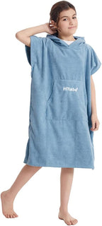 Kids Changing Towel Robe,Hooded Poncho Bath Robe Surf Absorbent Swimming Bathrobe for Beach,Bathing,Surfing,Indoor & Outdoor Activities Blue