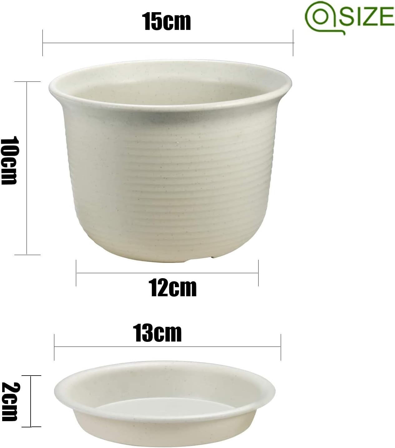 KAHEIGN 10Pcs Plastic Flower Pots, 15cm Thicken Plant Pots Plant Container Indoor Gardening Pot with Drainage Pallet (White Grey)
