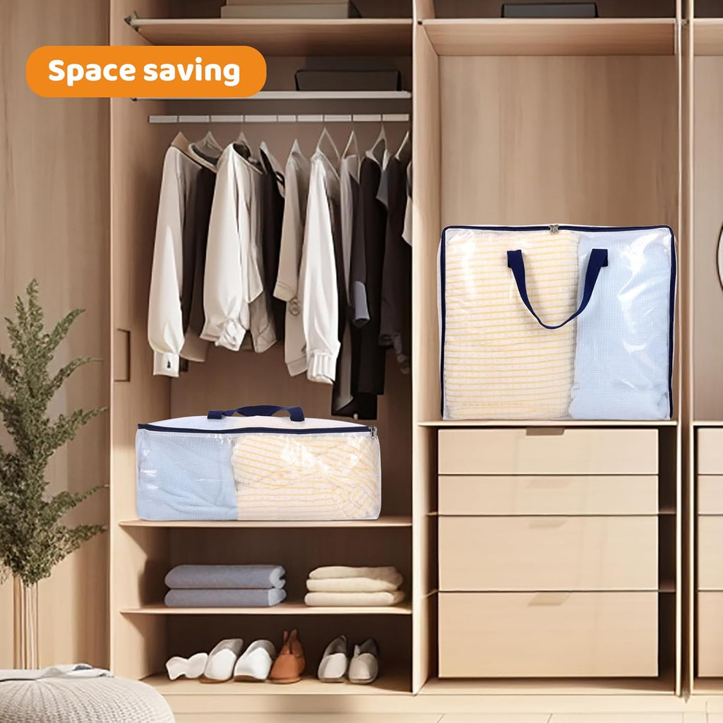 4 Pack Clear Storage Bags with Zip, 75L Moving Bags Clothes Storage Bags Moving Totes Packing Bags for Moving Clothes Bedding Duvet Pillow Blanket Toys Storage Wrapping Paper Storage