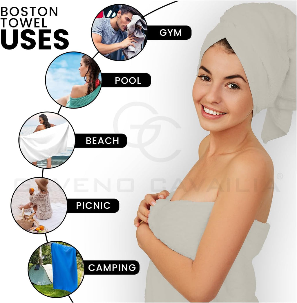 8 Piece Egyptian Cotton Towels - Quick Dry Highly Absorbent Bathroom Towel Bale - (4 Face Towel + 2 Hand Towel + 2 Bath Towel) - Cream