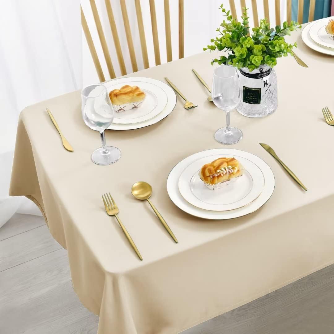 Wipe Clean Tablecloth Wipeable Tablecloths Beige Table Cloth Waterproof Tablecloth Table Cloths Rectangle 140x240cm(55x95in) Polyester