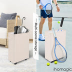 Slim Laundry Basket - Rectangle Laundry Hamper With Wheels - Foldable Storage Bin Coner Washing Hamper Dirty Clothes Storage Hamper for Clothes in Bedrooms, Living Room, Bathroom (Beige)