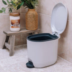 Premium Deluxe Bathroom Office Pedal Bin with Inner, 3.5 Litre, Light Grey & Charcoal Grey