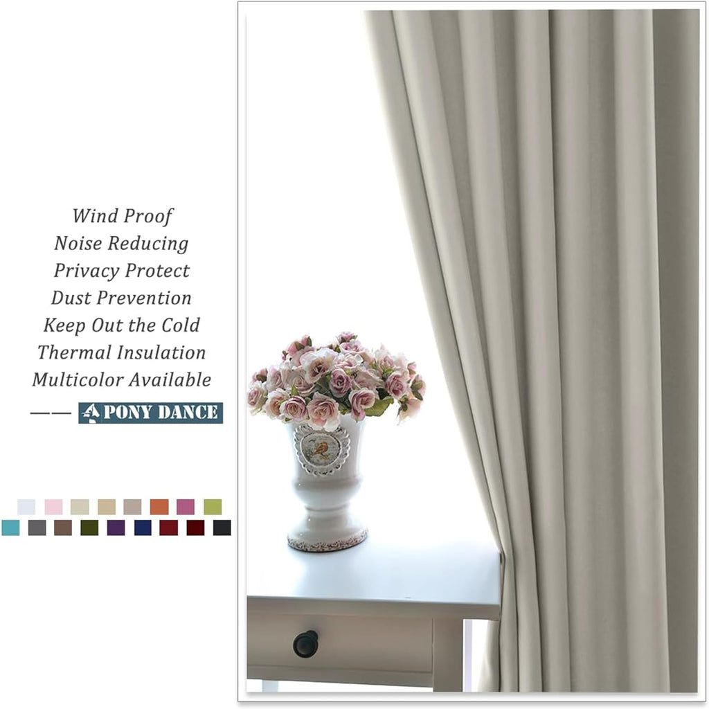 Natural Thermal Eyelet Curtains - Short Energy Saving Window Treatment Curtains & Drapes for Home Decor Privacy Protected Drapes for Kitchen/Cafe/Caravan, 52 x 36 Inches, 2 Panels