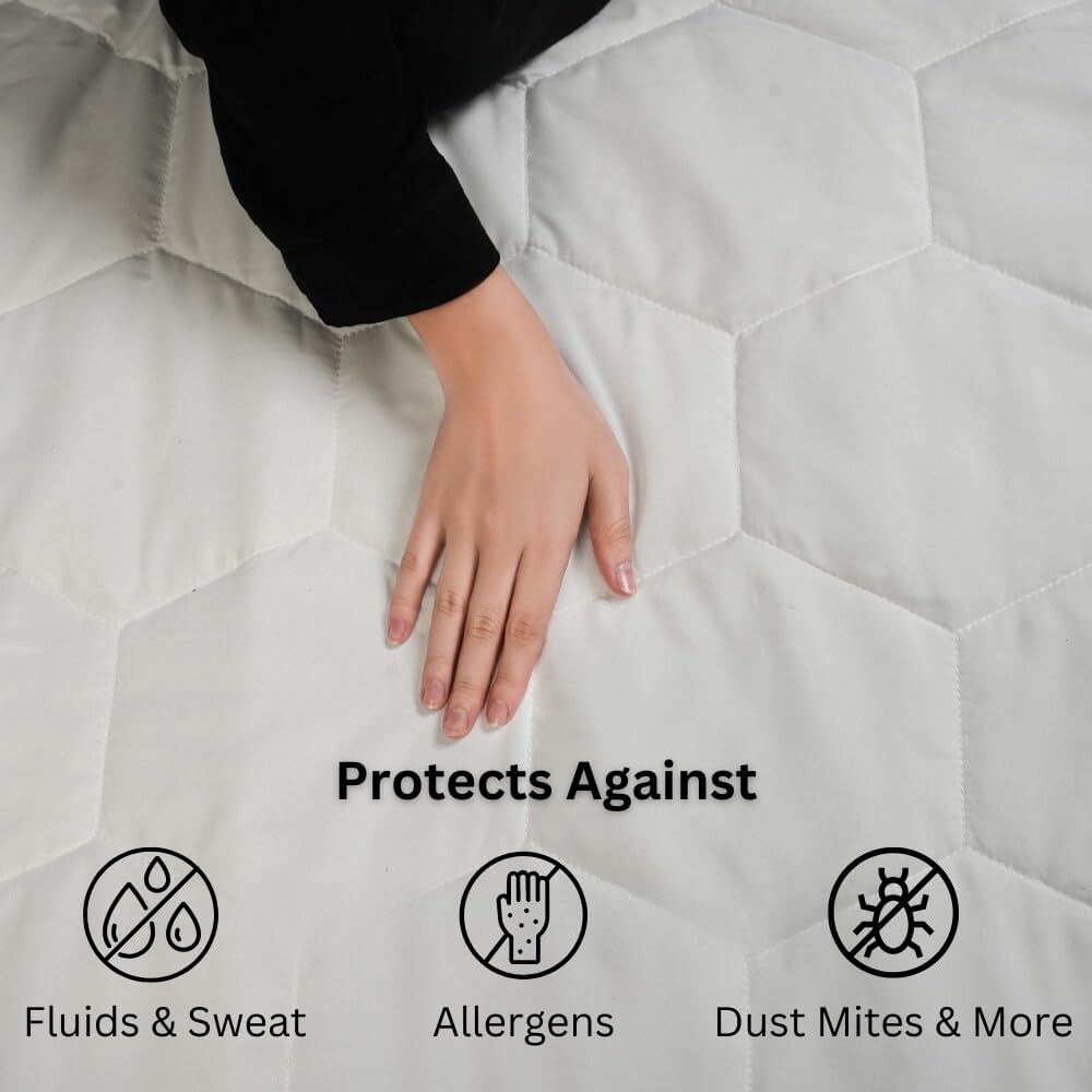 Quilted Waterproof Mattress Protector - Hypoallergenic & Breathable Premium Microfiber Single Mattress Protector Stretches up to 30cm (Single - 90x190cm)