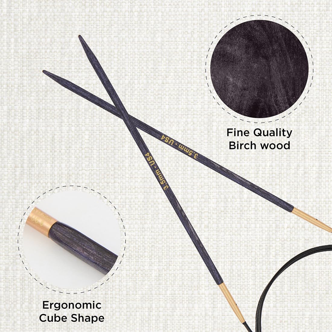J’Adore Cubics Fixed Circular Needles 40" 100cm | 3.50mm