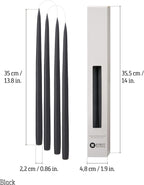 ® Tapered Candles, Made in Denmark, 42 Colours Available, Dripless & Smokeless Dinner Candles, Solid Candles Long Burning 15 Hours, Unscented Candle Gift Set, 4pcs. 2.2 x 35cm (Black)