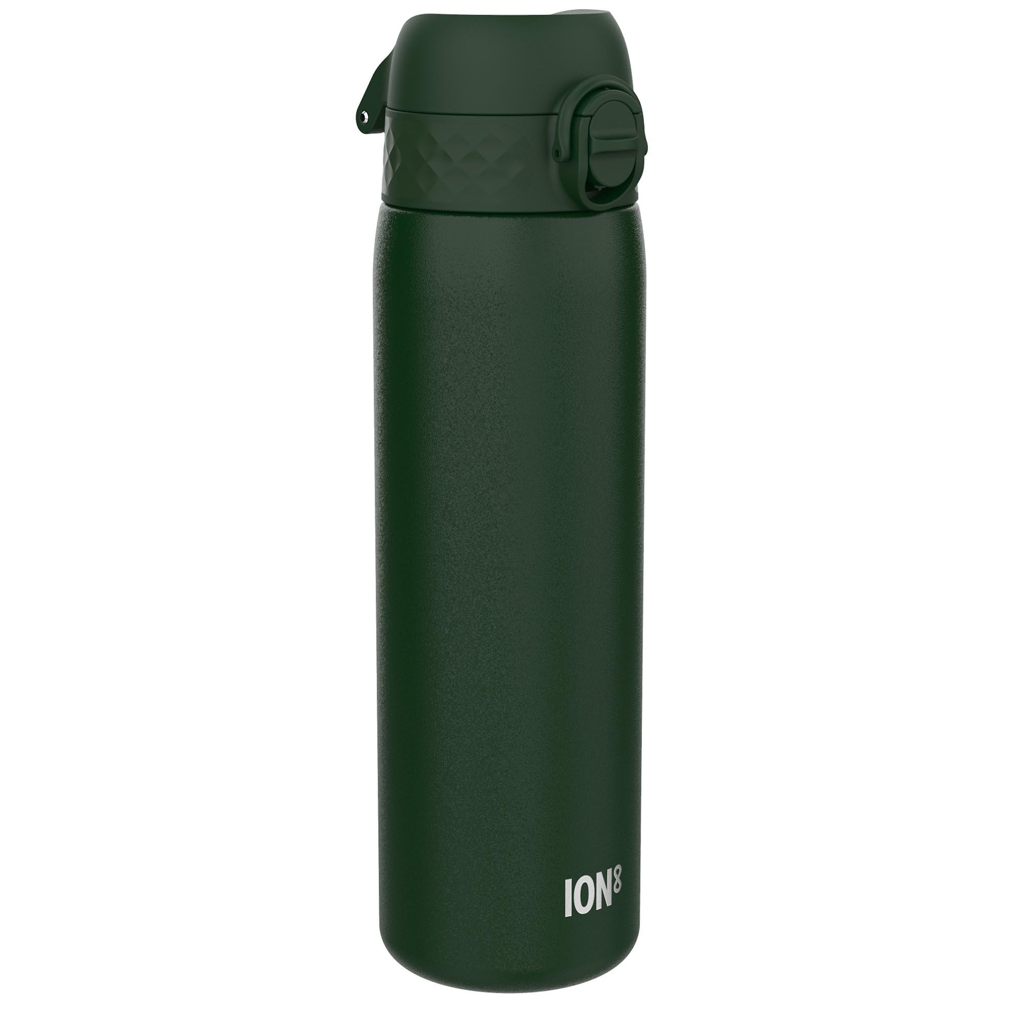 Lightweight Steel Water Bottle, 600 ml/20 oz, Non-Insulated, Leak Proof, Easy to Open, Secure Lock, Dishwasher Safe, Flip Cover, Fits Cup Holders, Carry Handle, Metal Water Bottle, Dark Green