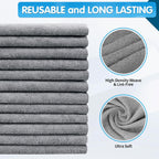FIXSMITH Grey Microfibre Cleaning Cloth -Pack of 50, 16"X12" Cleaning Rags for Housekeeping and Kitchen, Reusable Shop Towels for Car, Lint Free, Scratch-Free, Highly Absorbent Microfibre Towels