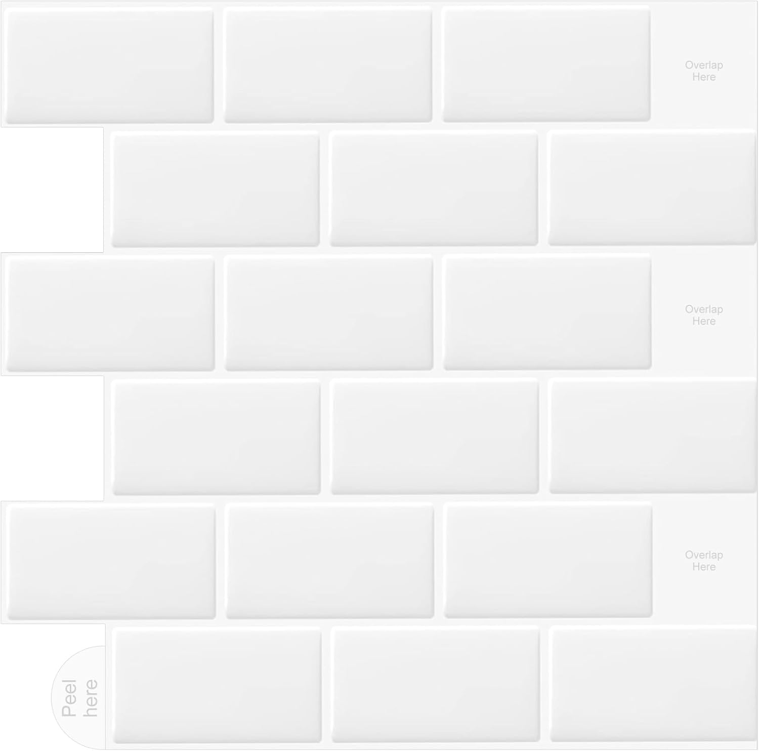 10-Sheets 3D Self Adhesive Peel and Stick Wall Tiles, Splashback & Metro Subway Tiles for Kitchen & Bathroom (30.5x30.5cm)