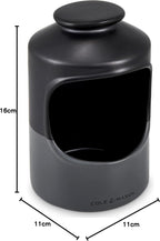 Strethall Black/Grey Salt Pig, Kitchen Organisation, Seasoning Storage Pot/Salt Cellar, Ceramic, (H) 163 mm x (D) 110 mm, Salt Not Included