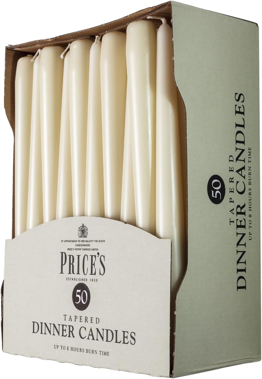 Candles Tapered Dinner Candles Ivory Unscented Wax Pack of 50 | 7 Hour Burn Time Elegant Long Candles for Home Decor, Events, Celebrations & Dining