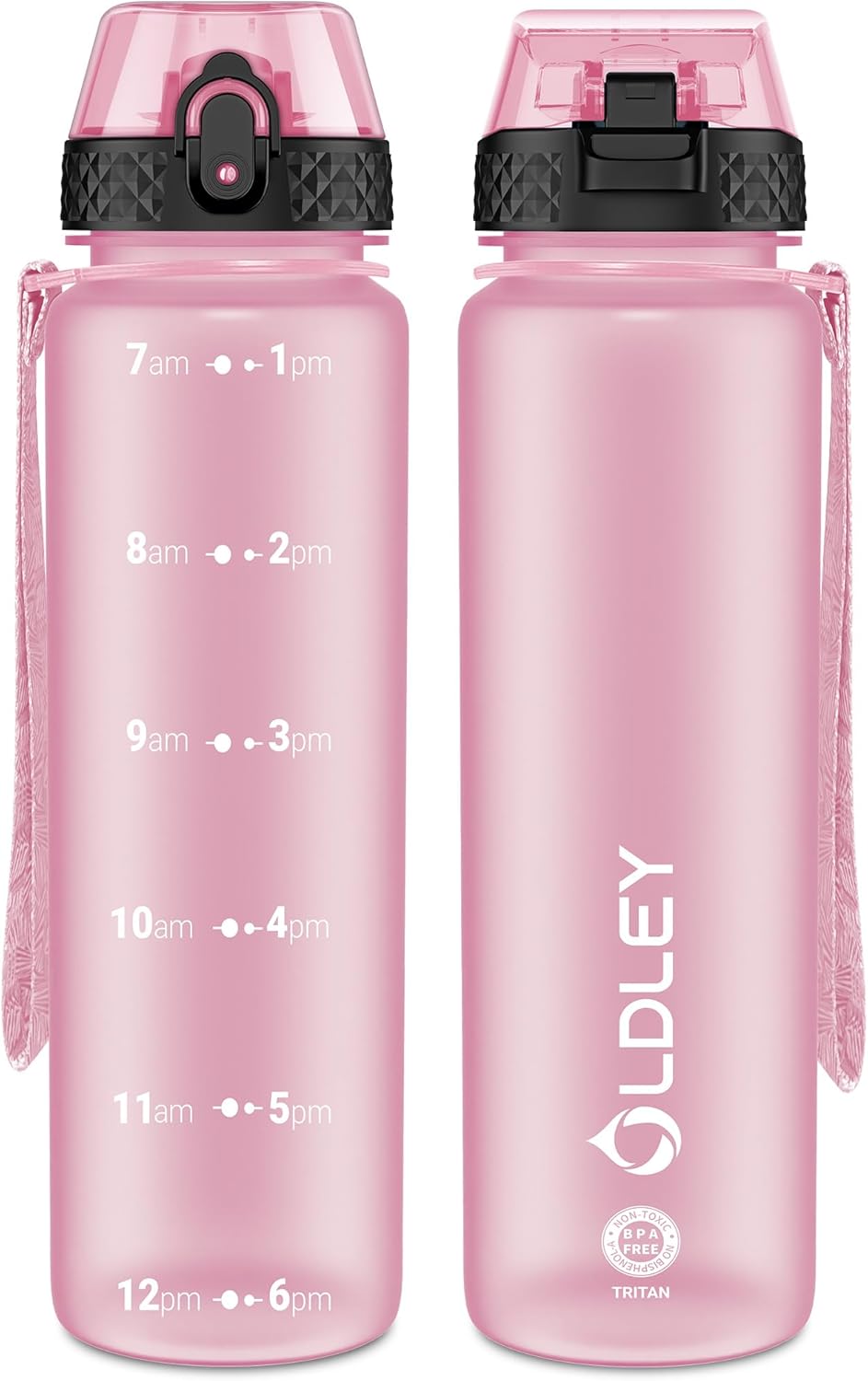 1L/32oz Sports Water Bottle with Straw, 1000ml Motivational Drinks Bottle with Time Markings Leak Proof Drink & Lock Cover, BPA Free for Gym School Cycling Running Hiking
