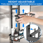 Hanging Shower Caddy, Over Door Shower Shelf 3 Layers, Bathroom Shelves No Drilling (Black - 3 layers)