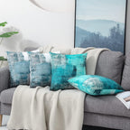 Set of 2 Decorative Velvet Cushion Covers 40 x 40 cm Abstract Art Decor Pillow Case Blue Grey Cushion Cover 16x16 inches for Outdoor Patio Garden Blench Living Room Sofa Farmhouse Decor