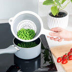 518406 Pop & Store 2 Pack Collapsible Food Colander with Handle, Set Includes 16.5cm & 24cm, White and Grey, Plastic