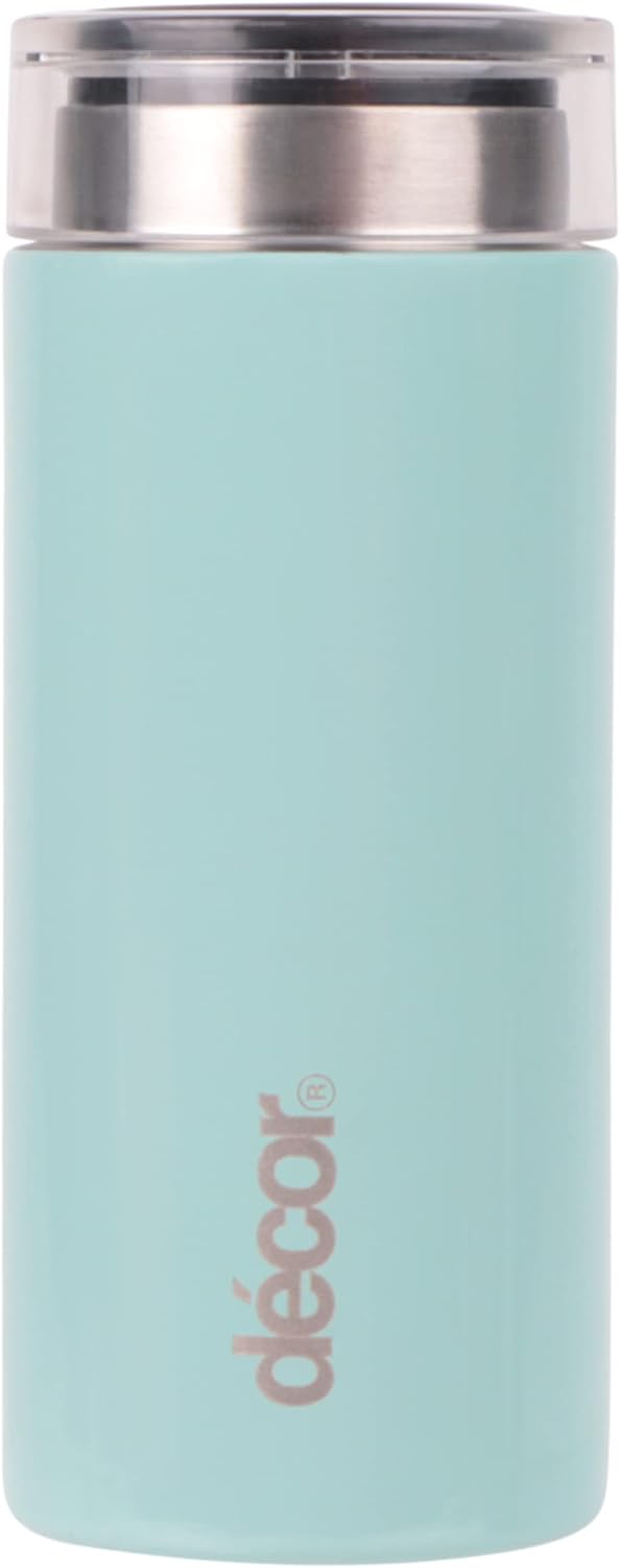 Double Wall Stainless Steel Travel Mug - Keeps 4 Hours Hot - 12 Hours Cold - Car Cup Holder Compatible - Removable Screw Top Lid - 200ml Mint.