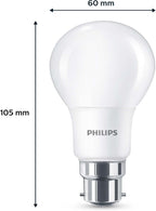 Philips LED Frosted A60 Light Bulb 3 Pack (Warm White 2700K - B22 Bayonet Cap) 60W, Non Dimmable for Home Indoor Lighting, Value Range