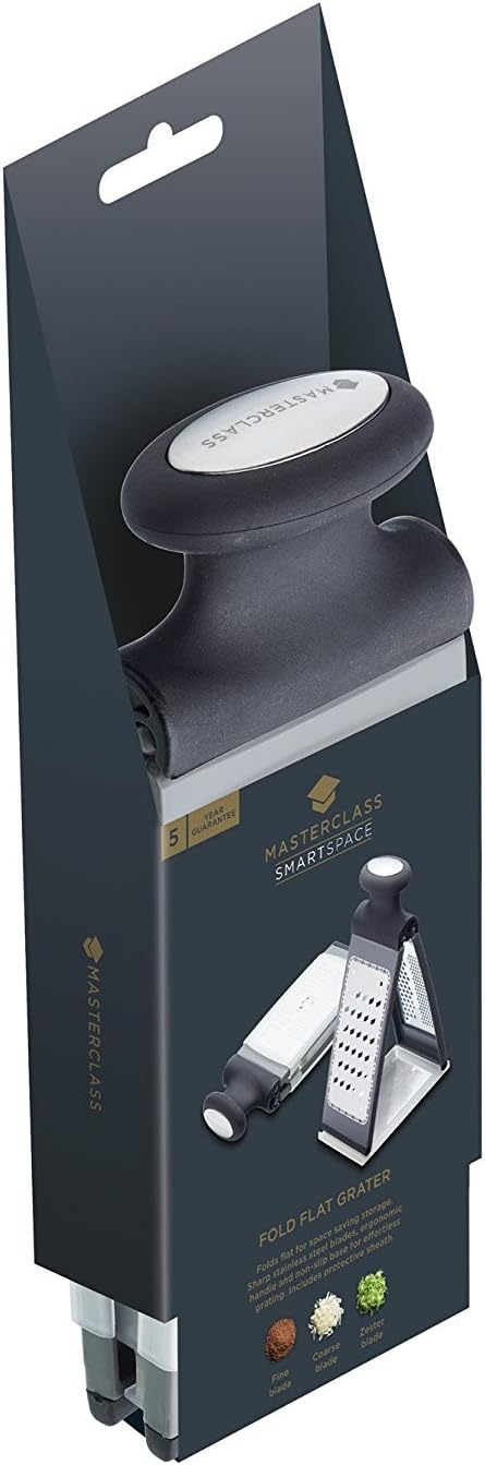 Smart Space 3-Way Fold-Flat Stainless Steel Cheese Grater - Black