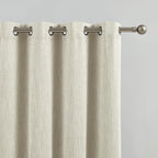 1 Panel Eyelet Grommet Curtains - Cotton Blend Room Darkening Curtain with Tiebacks, Blackout Thermal Insulated Window Drapes for Nursery, Bedroom, Living Room (Beige, 66 x 54 Inch Drop)