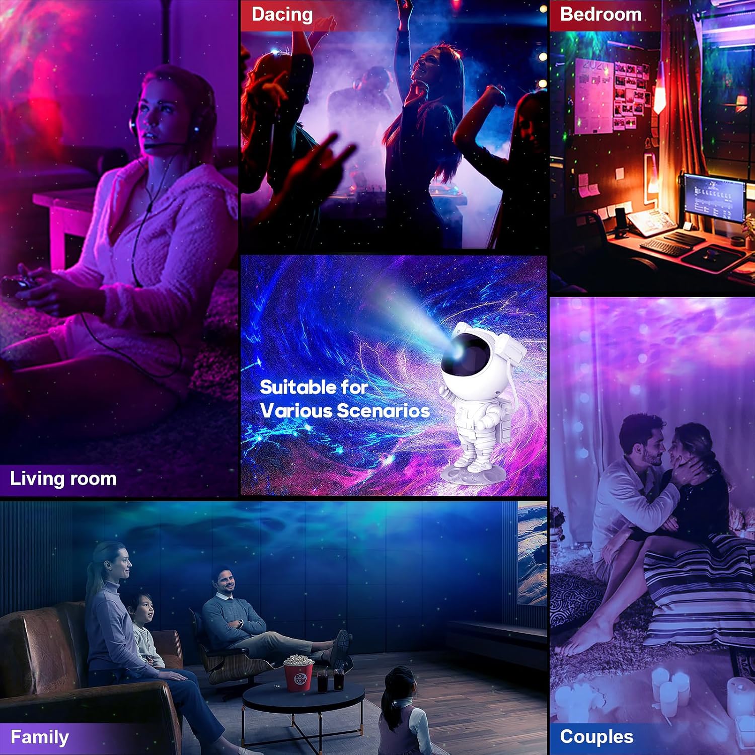 Dienmern Astronauts Starry Sky Projector, LED Galaxy Projector with Remote Control Galaxy Light Projector Adults Bedroom Room Decoration, Gifts for Kids & Adults