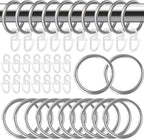 40 Pcs Silver Curtain Rings with hooks 30 mm, Curtain Clip Ring, 80 Pcs Silent Curtain Hooks, Metal Curtain Rings Stainless Steel, Curtain Hooks for Home Window Rod Decoration