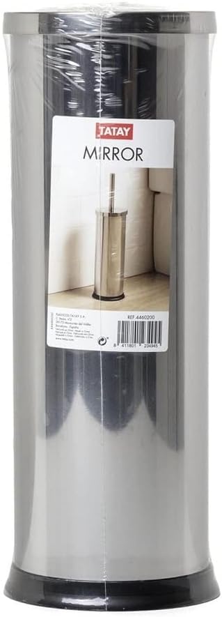 Toilet Brush | Stainless Steel | Satin Metal Finish | Inner Plastic Bucket Included | Modern & Easy-to-Clean Design | Maintains Bathroom Hygiene | Brush with Holder | 9 x 9 x 37 cm