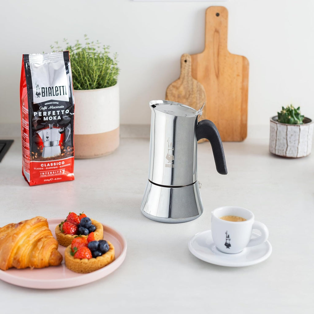 Bialetti New Venus Caffettiera in Acciaio Inox, Adatta all'Induzione, Argento, 4 Tazze,Silver