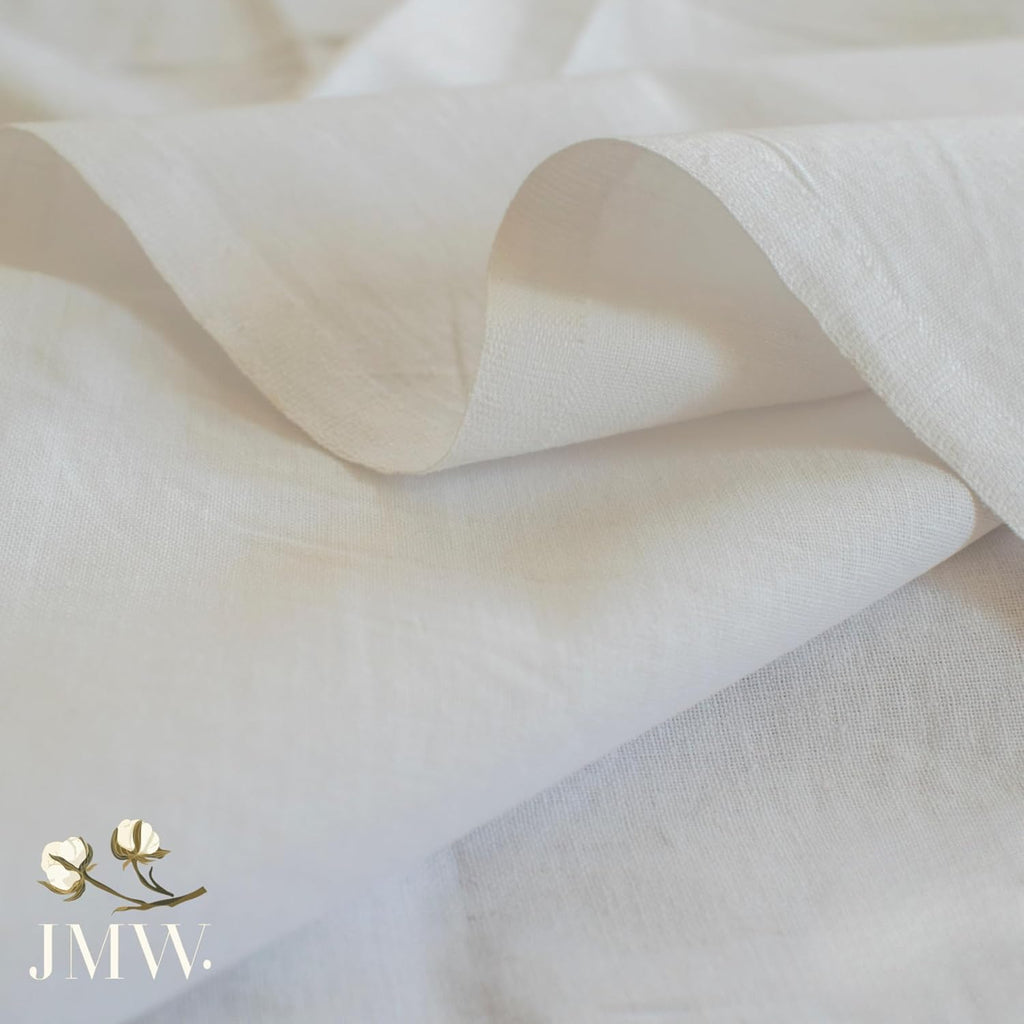 JMW. 100% Cotton Plain White Fabric - Extra Wide (150 CM), Soft, Durable Material - Ideal for Arts & Crafts, Dressmaking, Quilting, Sewing, Bedding, Pillowcases, Bunting