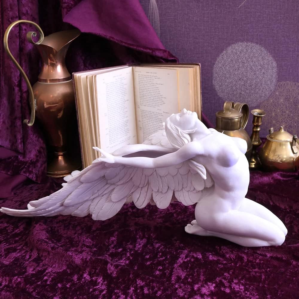 Angels Freedom Figurine 40cm, Resin, White, Angel Figurine, Kneeling Angel Design, Angelic Spiritual Decor, Cast in the Finest Resin, Painstakingly Hand-Painted