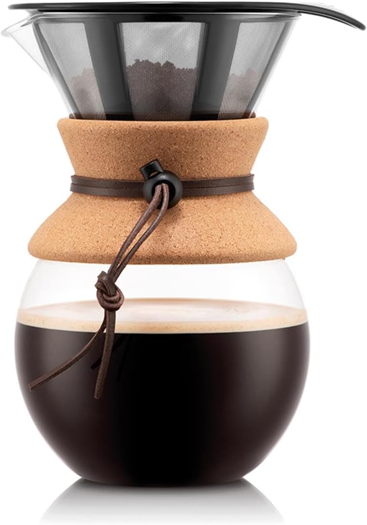 34oz Pour Over Coffee Maker, High-Heat Borosilicate Glass with Reusable Stainless Steel Filter and Cork Grip - Made in Portugal Secondary image