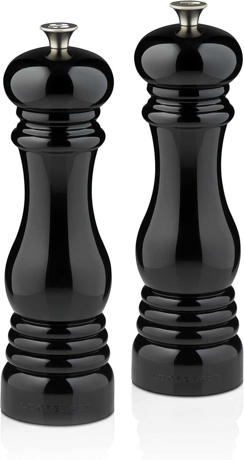 Le Creuset Classic Adjustable Pepper Mill Grinder, Chip-Resistant ABS Plastic, Anti-Corrosion, 40g, 21 cm, Black Onyx, 96001900140000